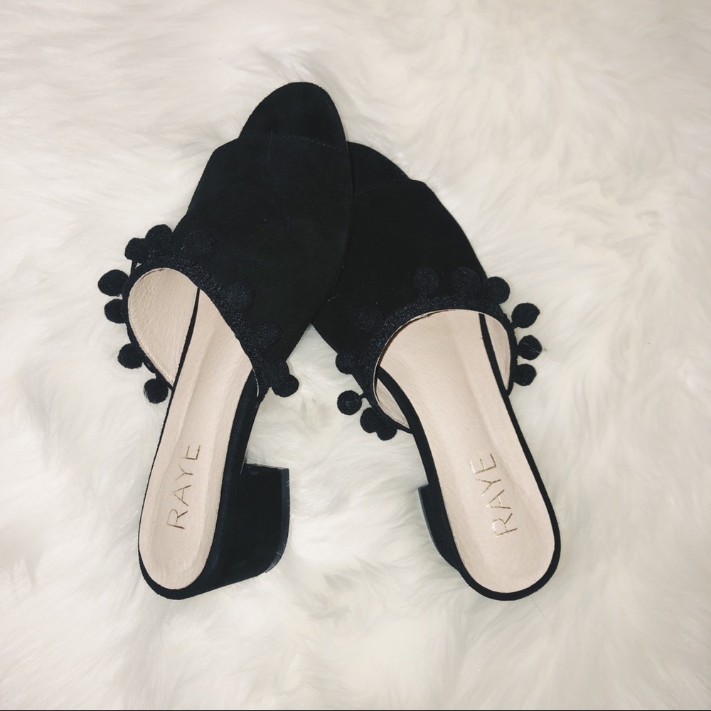 RAYE Camille Pommed Peeptoe Mules Slide Sandals